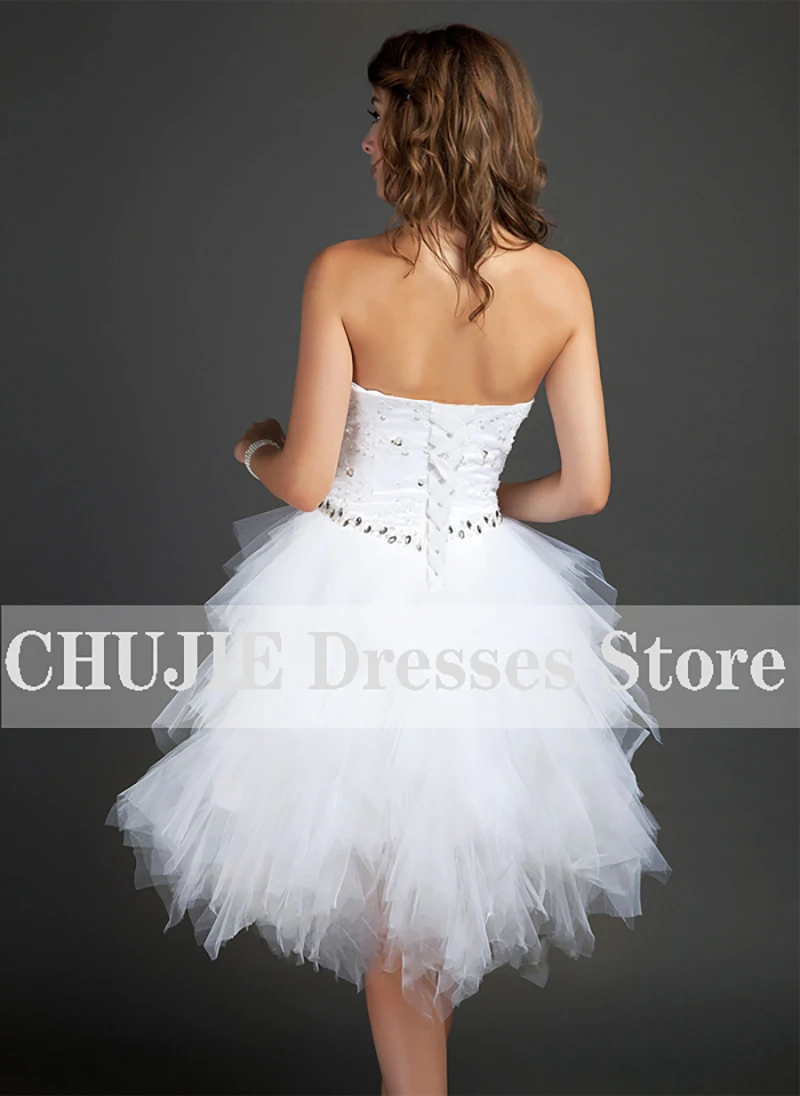 Sequins Beading Short Wedding Dresses Bridal Gowns Strapless Tiered A Line Formal Party Gowns Homecoming Graduation Dress 2024