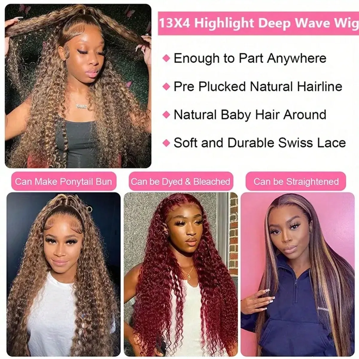 34 بوصة 250% الكثافة 13x4 Hd الدانتيل الباروكة الأمامية تسليط الضوء على شعر مستعار خصلات الشعر المستعار الإنسان مجعد أومبير الملونة العسل شقراء 5x5 غلويليس عميق ث