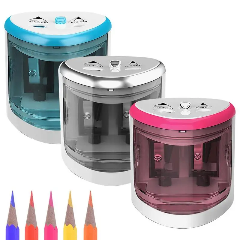 

3 Color 2 Double Holes Sacapuntas Automatic Electric Pencil Sharpener Home School Office Desktop Students Supplies