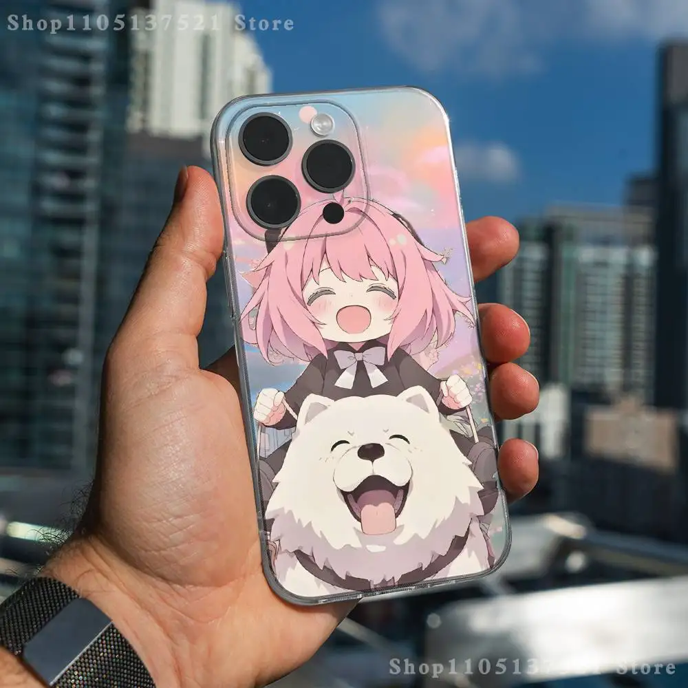 Casing HP S-Spy X Family Anya Forger Untuk iPhone 17,16,15,14,13,12,11 Pro,Max,Plus,X,XS,XR,SE4,E Mini Transparan Bahan Lembut
