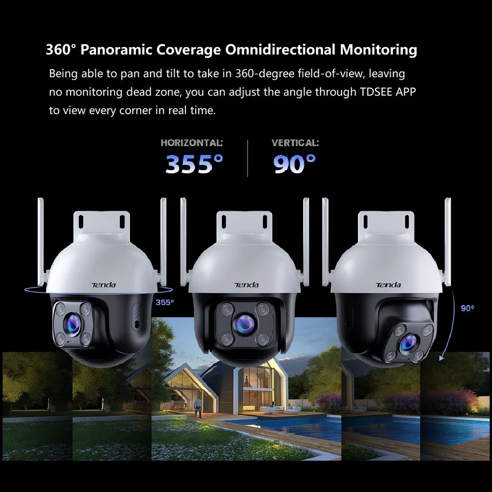 Tenda 1080P Outdoor Wi-Fi Pan/Tilt Camera 360 video camera Ai Human Detect Auto Tracking Wireless Outdoor Surveillance Camera