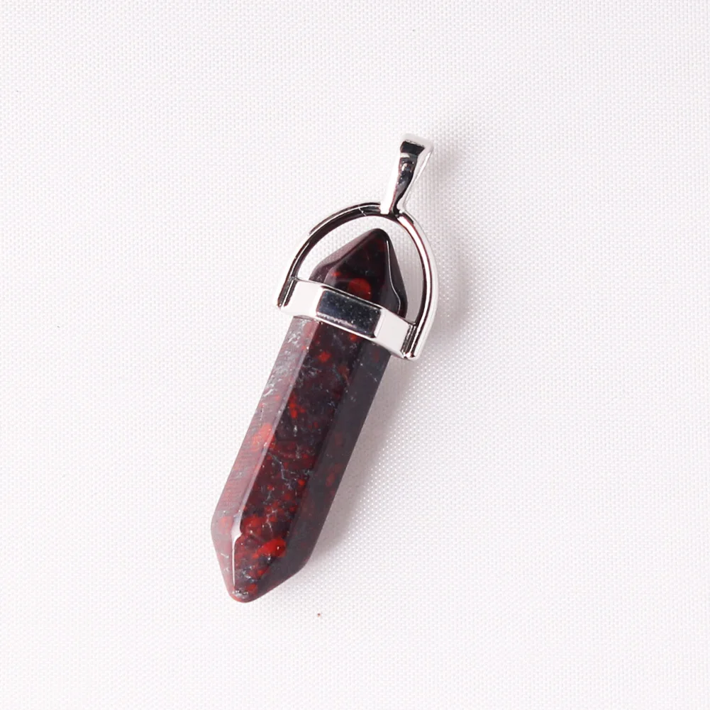 Wholesale 50pcs/lot Assorted Strawberry Quartz Natural Stone Pendants Charms Hexagonal Pointed Healing Reiki 7 Chakra Pendulum