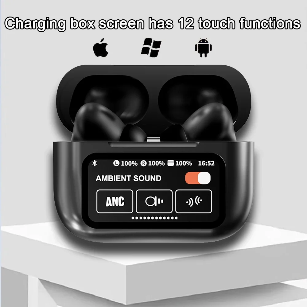 

A9 PRO 12 Screen Touch Functions Charging Box TWS Bluetooth Headphones Wireless Earphones With Microphone 9D Stereo Earbuds