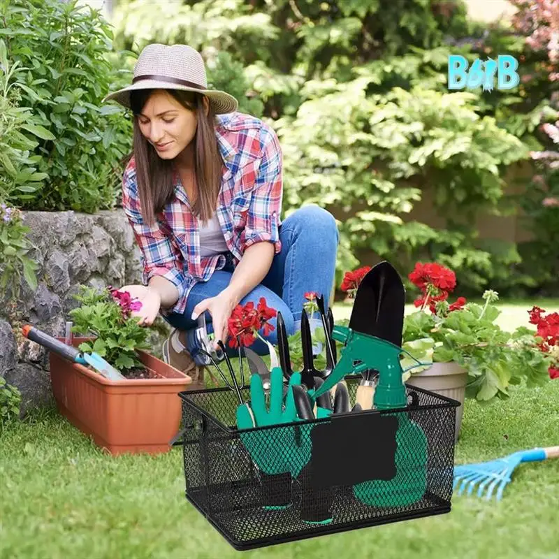 

Garden Tool Basket Mesh Gardening Kit Organizer Garden Hand Tools Arrange And Display Storage -Cutlery Storage Basket-B61B