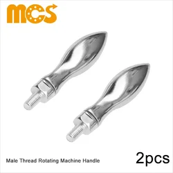 2pcs Machine Handle Male Thread Solid Metal Handwheel M8 M10 M12 Rotating Handgrip for Lathe Milling Machine Olive Gourd Shape