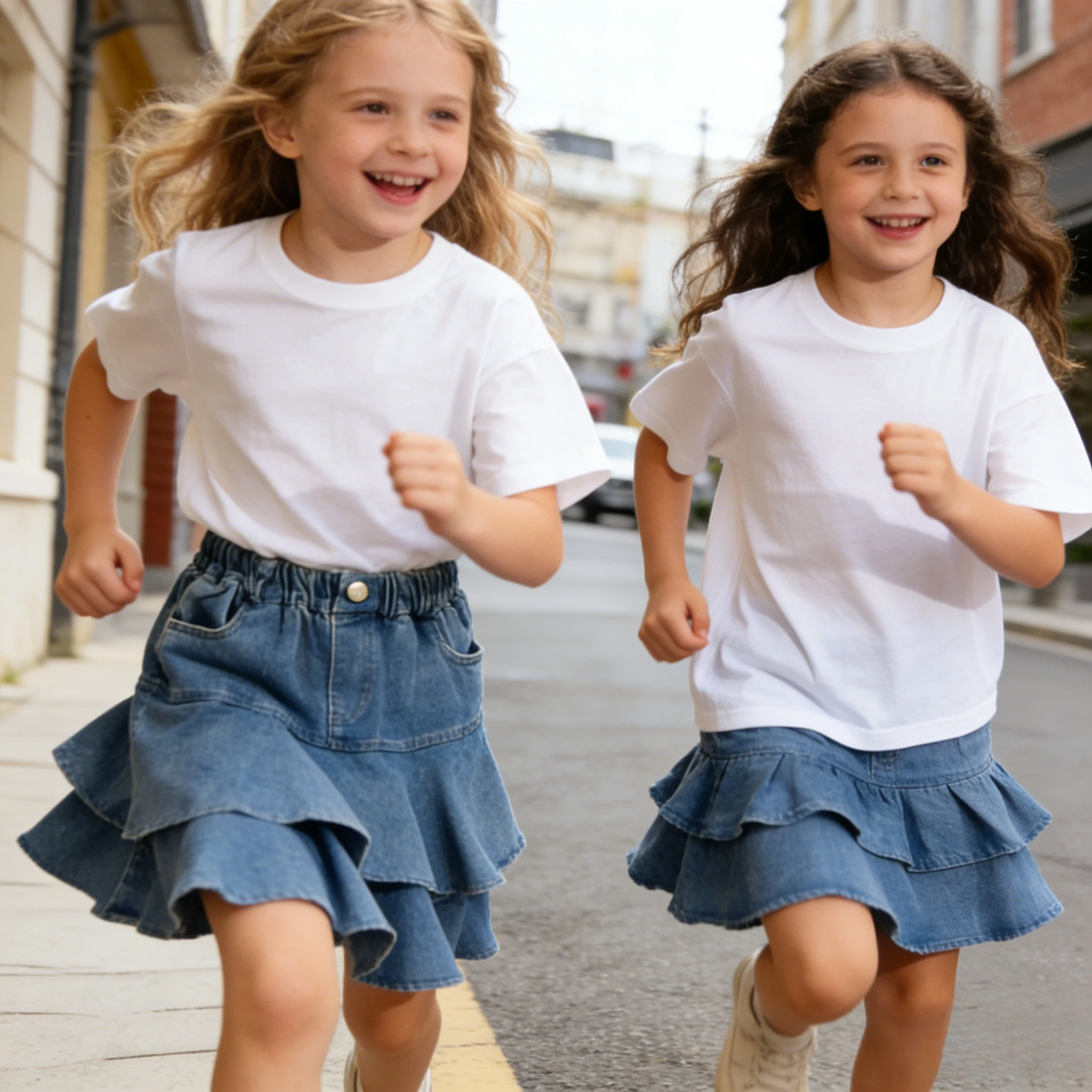 Girls Summer Denim Skirt Versatile Casual Kids Cotton Layered Ruffle Skort Skirts Thin Preppy Style for Big Children Daily Wear