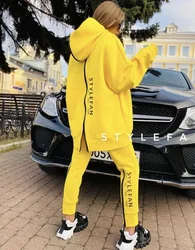 2 Piece Sets Women Outfit Tracksuit Back Zipper Hoodies Two Piece Pant Sets Traf 2023 Autumn Winter Clothes Streetwear Joggers