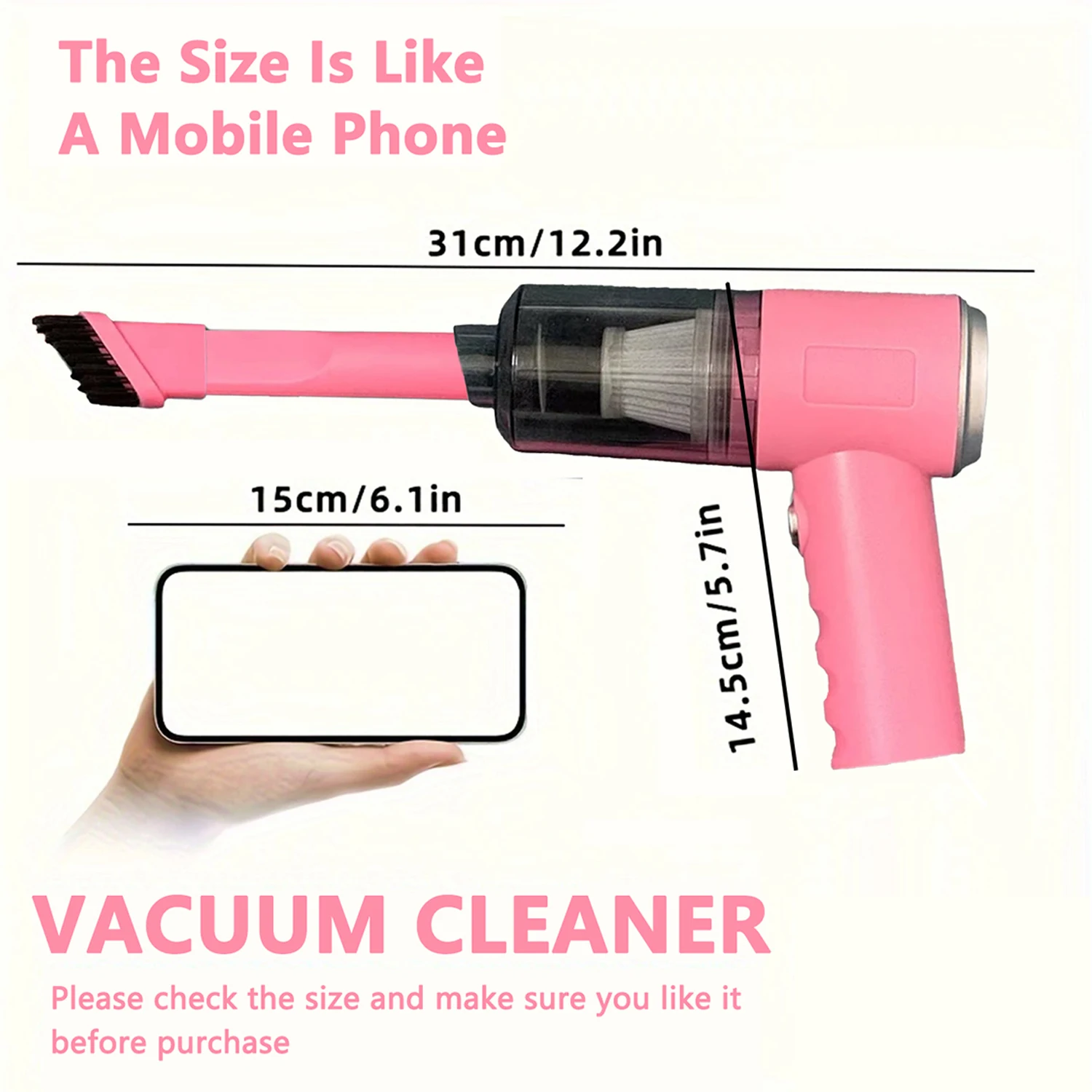 Vehicle Wireless Vacuum Cleaner Multi-functional Handheld Portable Cordless Vacuum with Brush Rechargeable Strong Suction