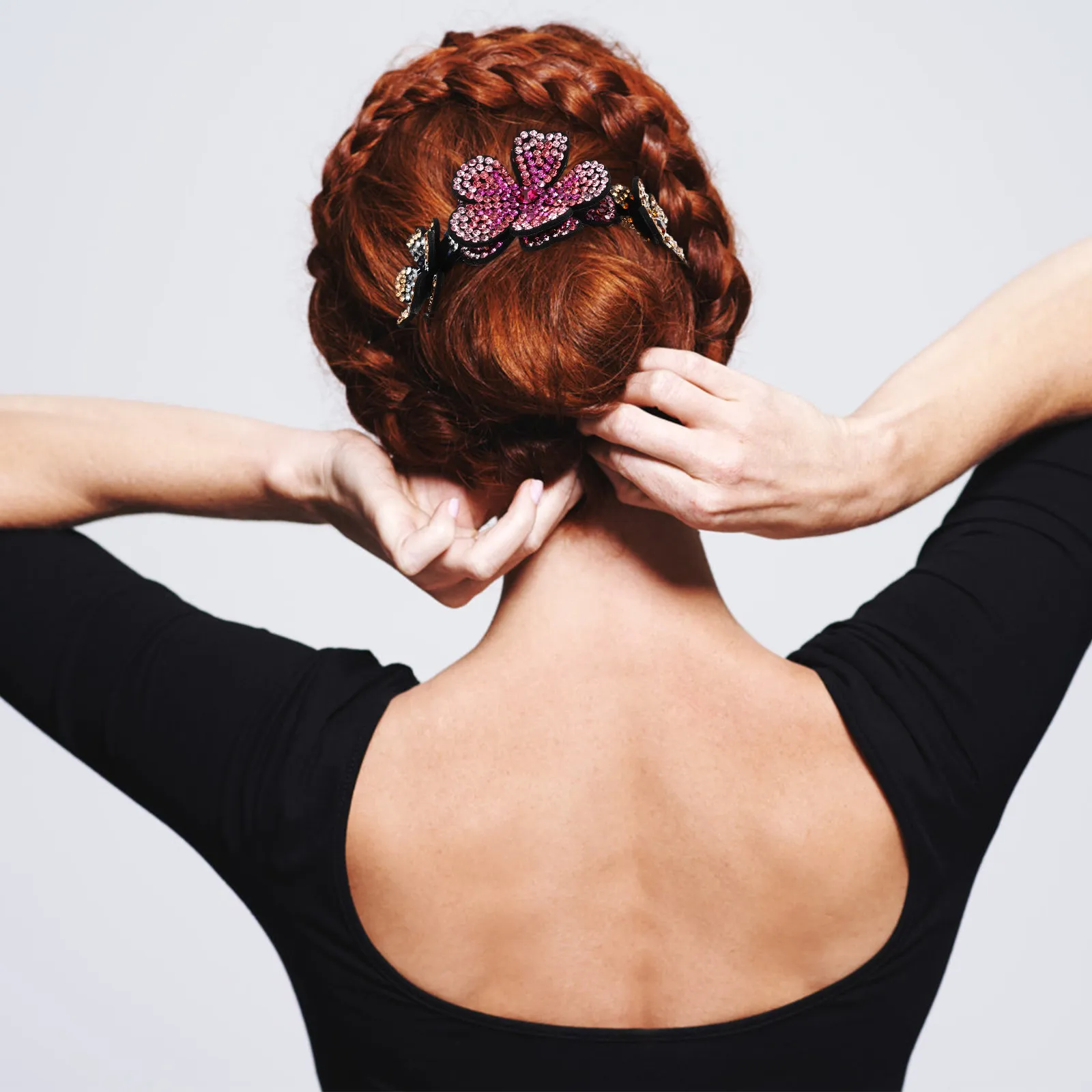 

Заколка для волос с цветком из страз, зажим для хвоста, для женщин, тонкая работа, элегантный вид, идеально подходит.