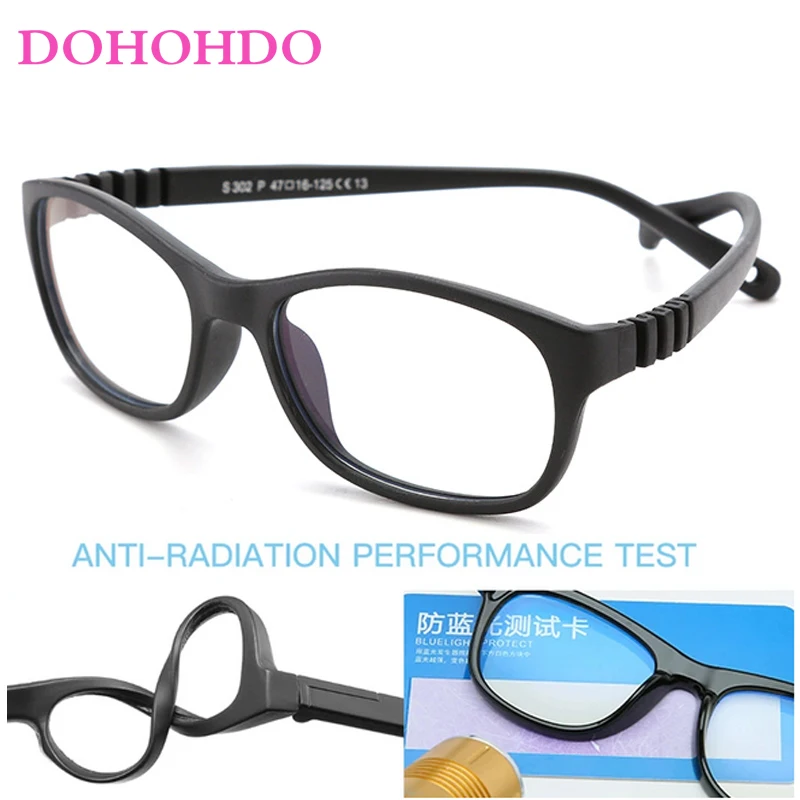 

Square Kids Blue Light Glasses Fashion Silicone Flexible Optical Eyeglasses Frame Children 2025 Boy Girl Glasses With Rope UV400