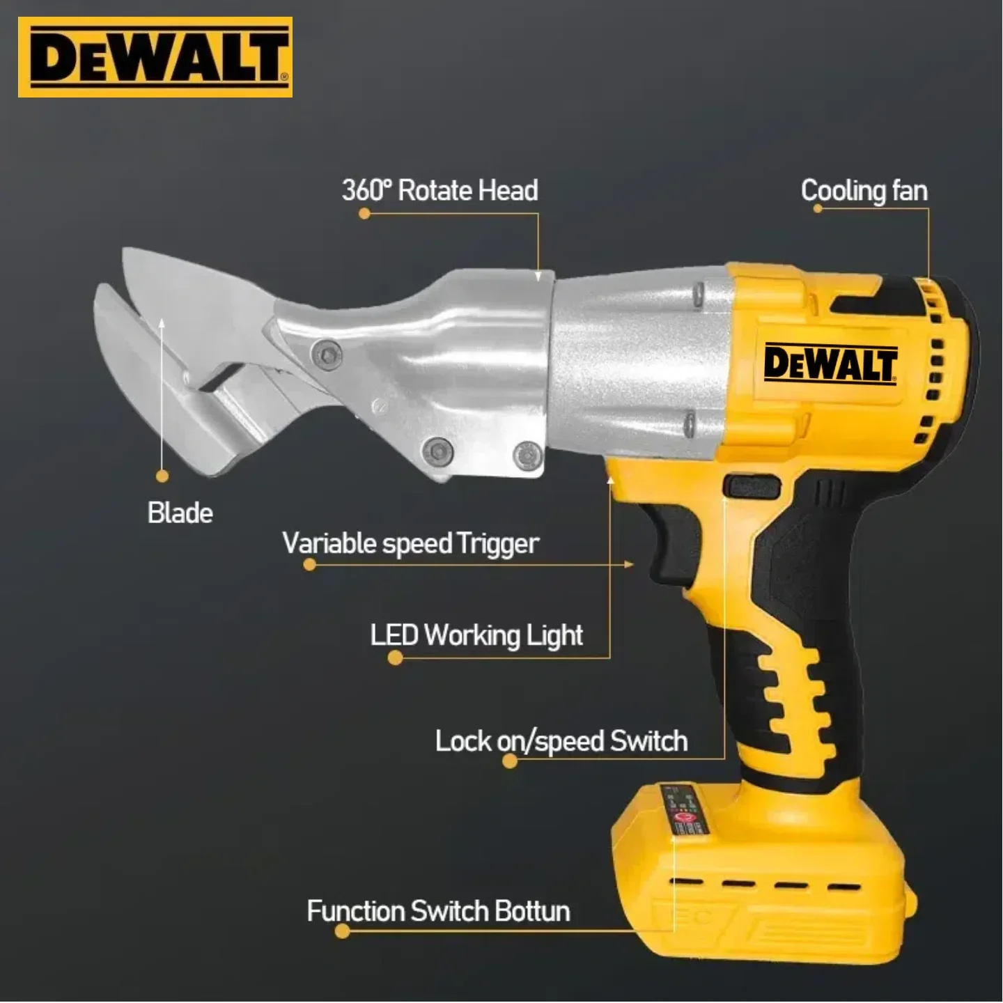 ديوالت الكهربائية فرش مقص كهربائي اللاسلكي صفائح حديد التشذيب مقص عالية الكربون الصلب شفرة أدوات القطع المعدنية #2