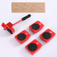 5Pcs-Set Heavy Duty Furniture Lifter Transport Mover Lifter Slides Wheel Easy Furniture Mover Tool Set Wheel Roller Bar Hand Too