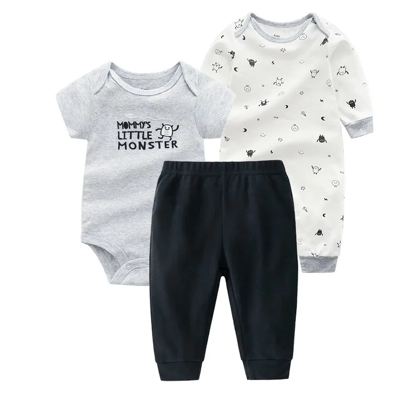 Autumn Baby Girl Clothes 3PCS Newborn Baby Clothes Set Soft Cotton Bodysuits+Pants +Romper Infant Cartoon Roupas de bebe 6-24M