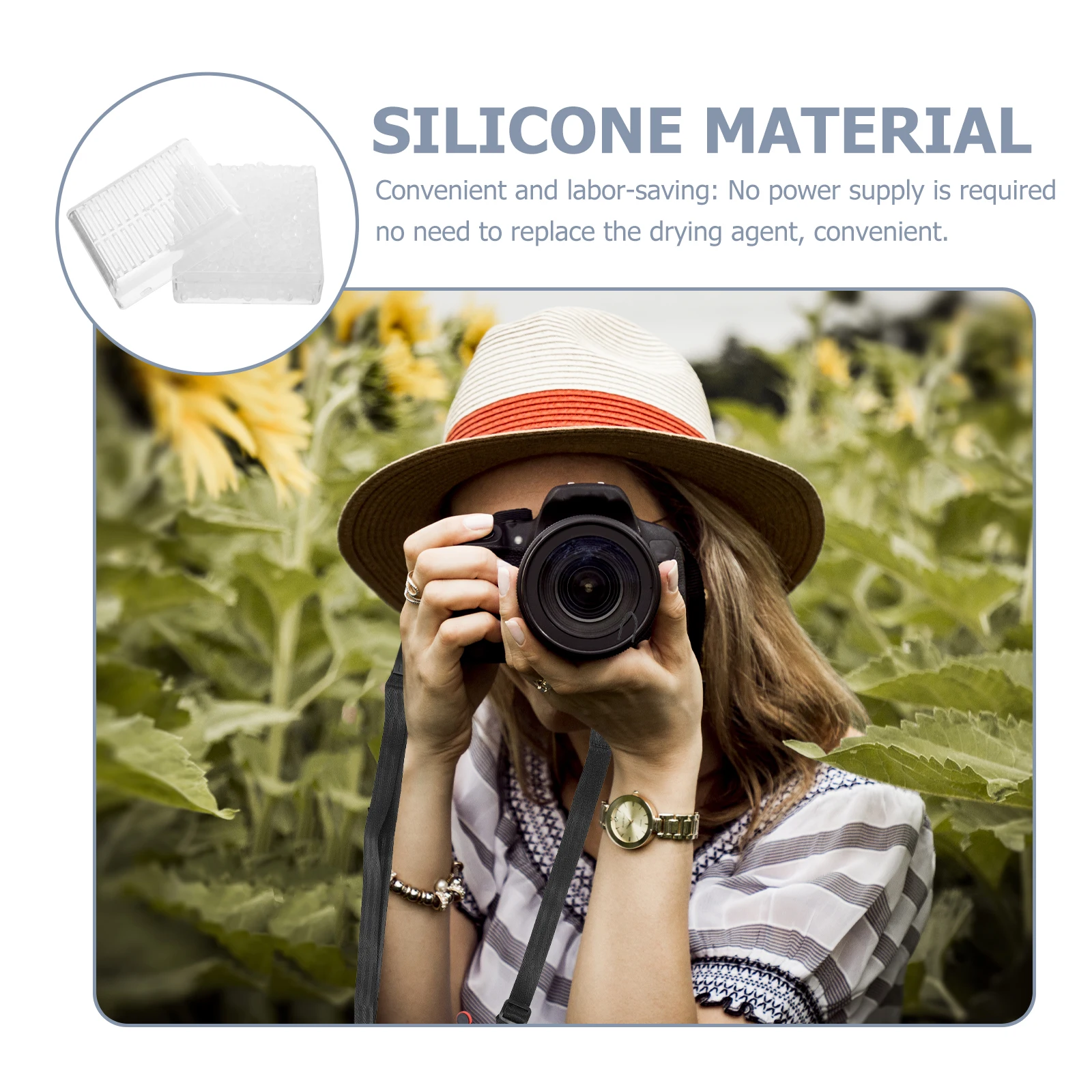 

2Pcs Camera Moisture Absorber Box Silica Gel Desiccant Container Safe Drying Agent Reusable Microwave Friendly