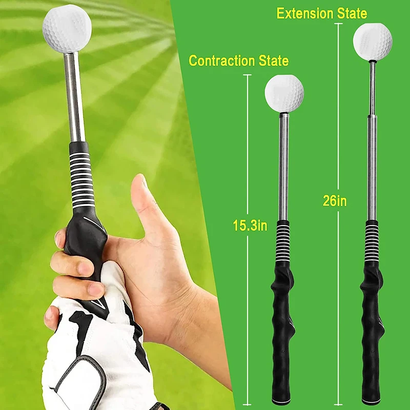 Golf Telescopic Swing Stick Double Grip Trainer Beginner Golf Retractable Rod Training Supplies Posture Corrector