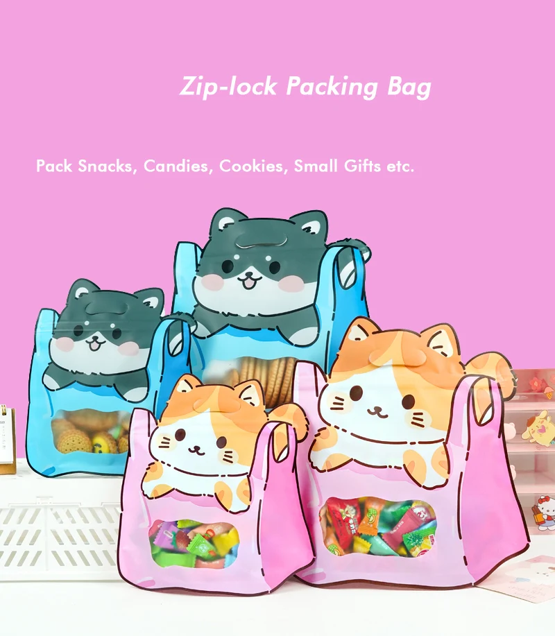 20Pcs 50Pcs Kunststoff Tragbare Cartoon Schulranzen Süßigkeiten Snack Abdichtung Taschen kinder Geburtstag Hochzeit Party Kreative Geschenk Tasche – Detail 1