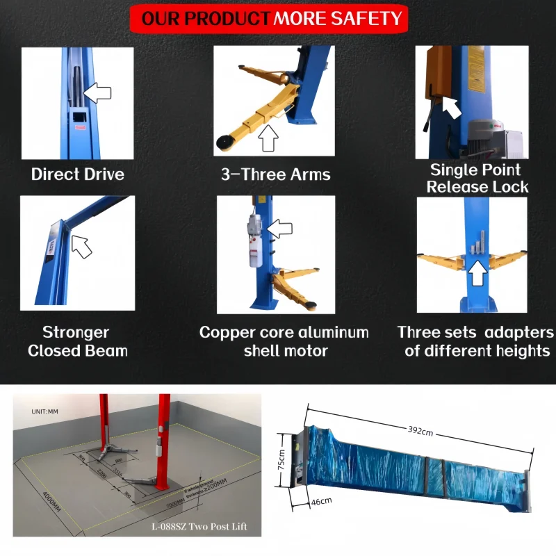 PEAK 5000 KG Two-Post Hydraulic Car Lifter Single-Point Release  Car Lifts for Home Garages