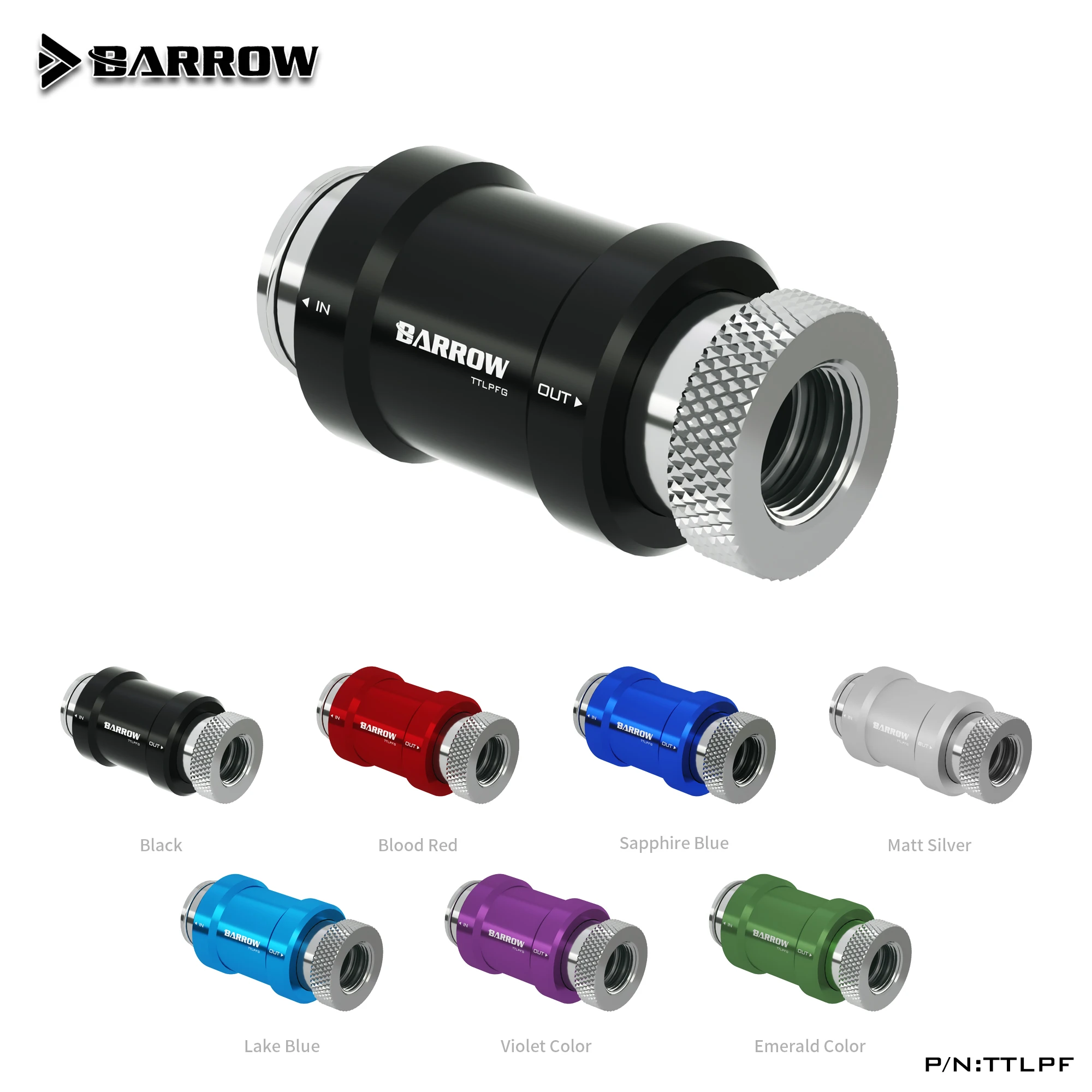 Barrow TTLPF Flat Push Type Check Valve Double Inner Thread Part for Water Cooling Computer Internal Thread Interface
