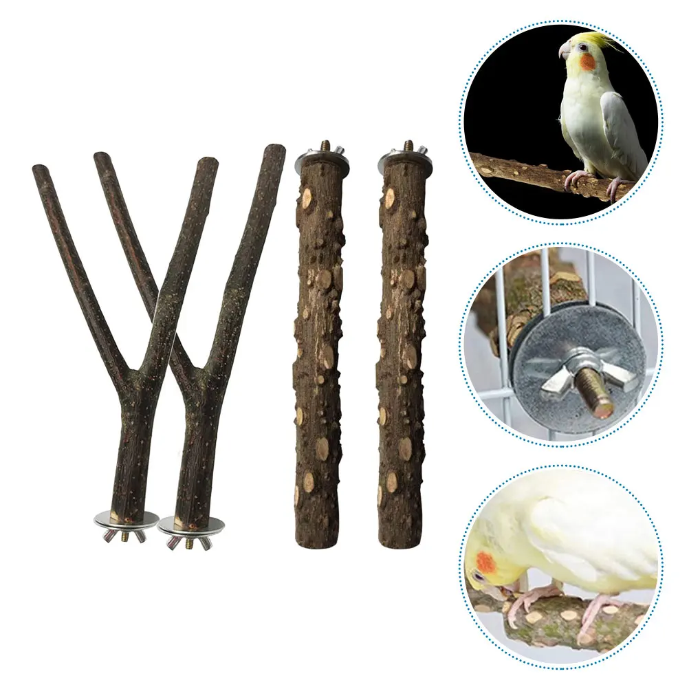 

4pcs Parrot Perch Bird Cage Mount Rod Durable Wear-Resistant Bird Standing For Birdcage Supplies Parakeet Stand Perch