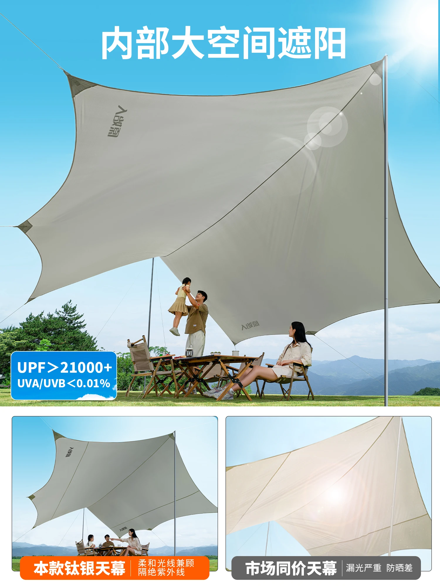 

Canopy Tent Outdoor Large Professional Sunscreen Silver Glue Coated Beach Awning Tables And Chairs Camping Equipment