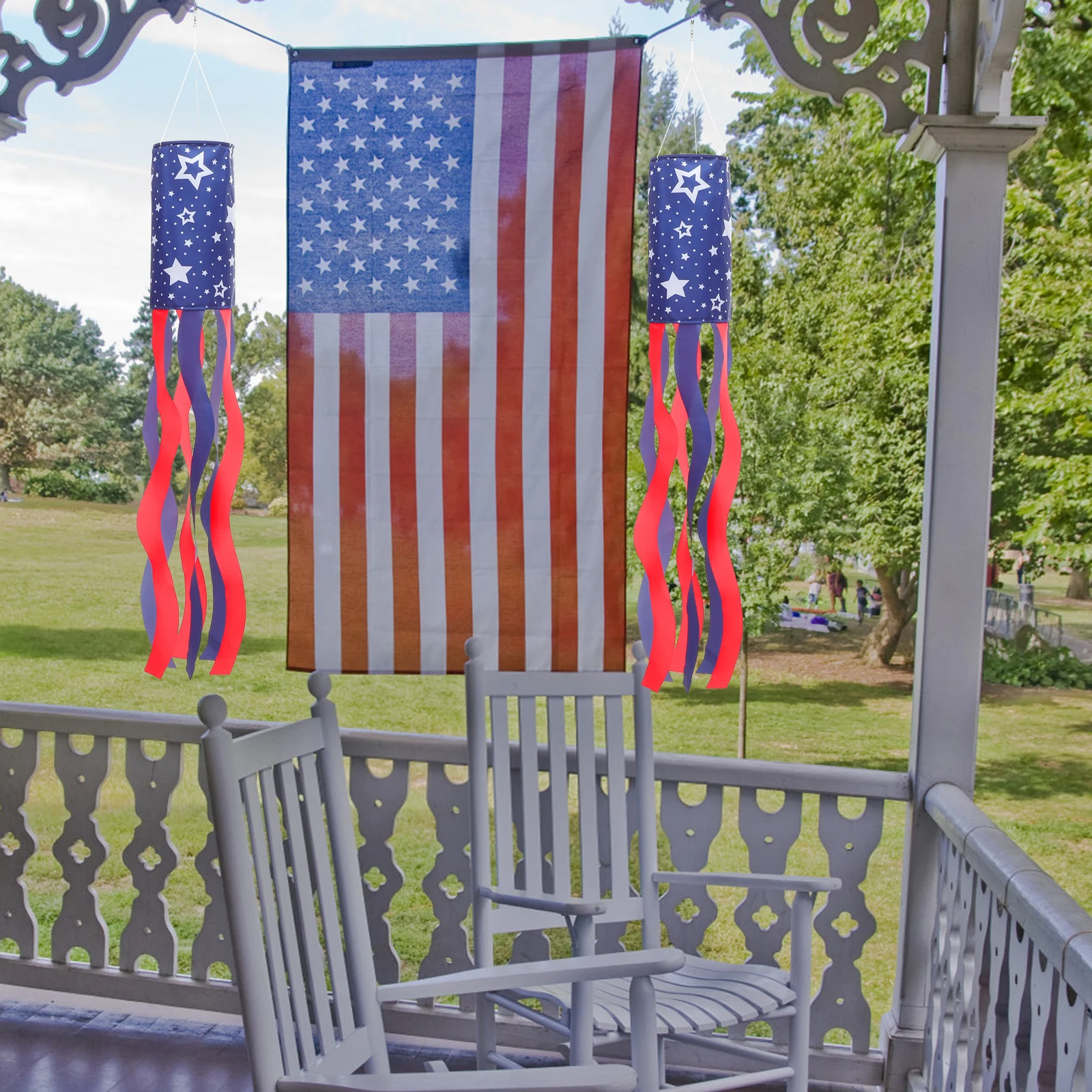 

Windpipe Flag Patriotic Decoration American Windsocks Outdoor Holiday Usa Polyester Heavy Duty