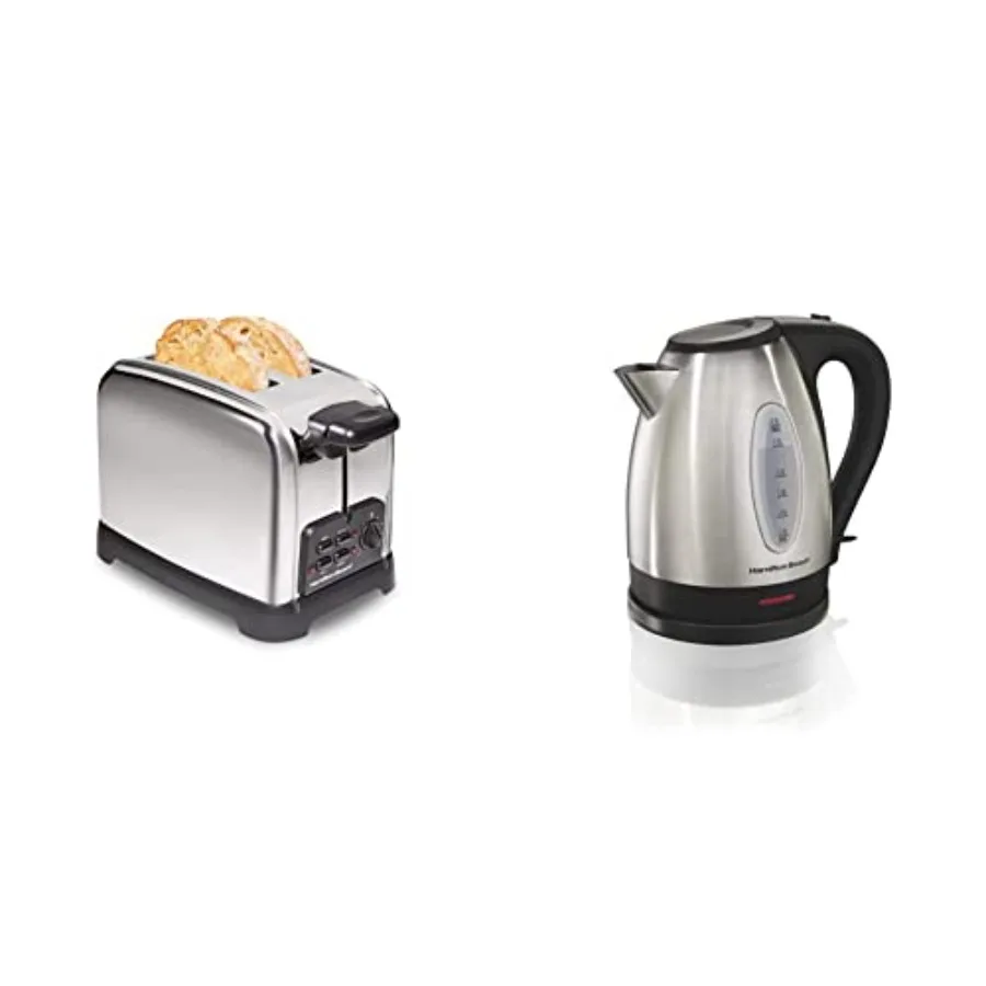 Retro Toaster with Wide Slots Sure-Toast Technology Bagel Defrost Settings Auto Boost 2 Slice Electric Tea Kettle Water Boiler