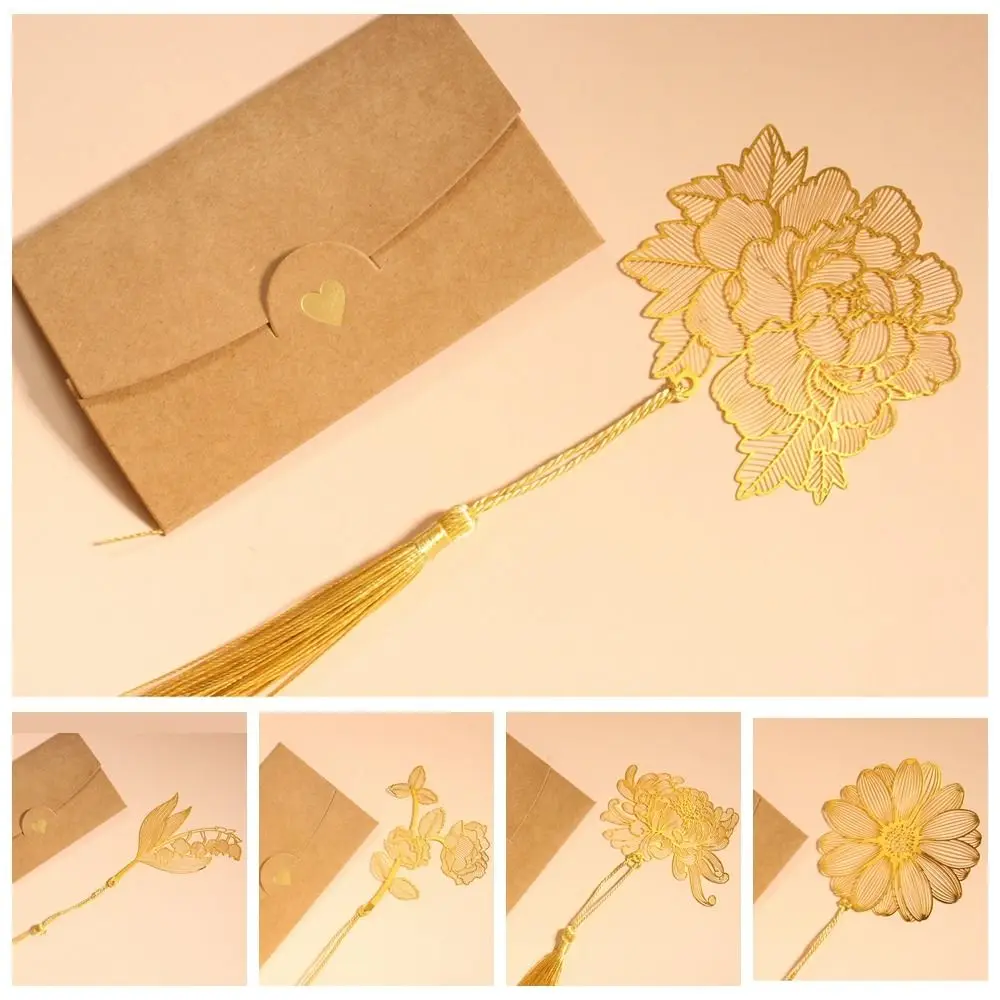 Ginkgoblatt ausgehöhltes Blatt Blumen Lesezeichen Lotus Chrysantheme Metall Leselesezeichen Retro kreatives Blattader Metall Lesezeichen