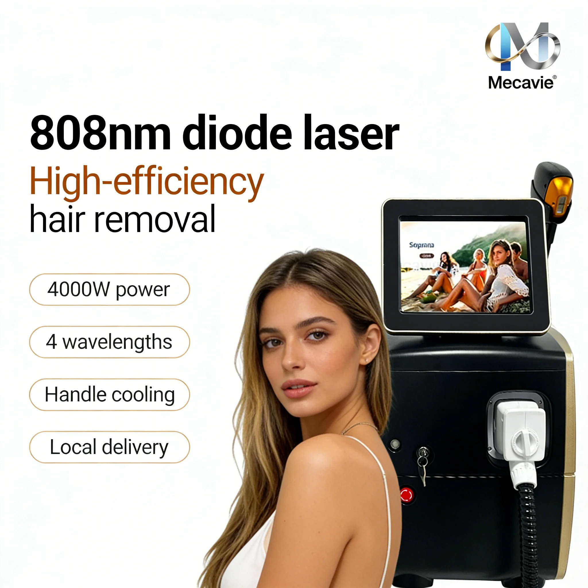 Salon Grade 4 Wavelength Diode Laser Hair Removal Equipment Ice Point Cooling Painless Permanent Body Facial Hair Reduction Devi