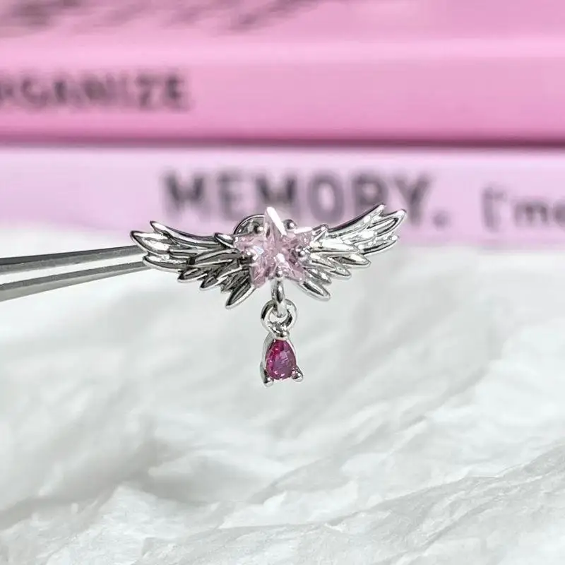 Fashion Zircon Angel Wing Stud Earrings For Women Luxury Shiny Crystal Geometric Personality Ear Bone Nail Jewelry Gifts