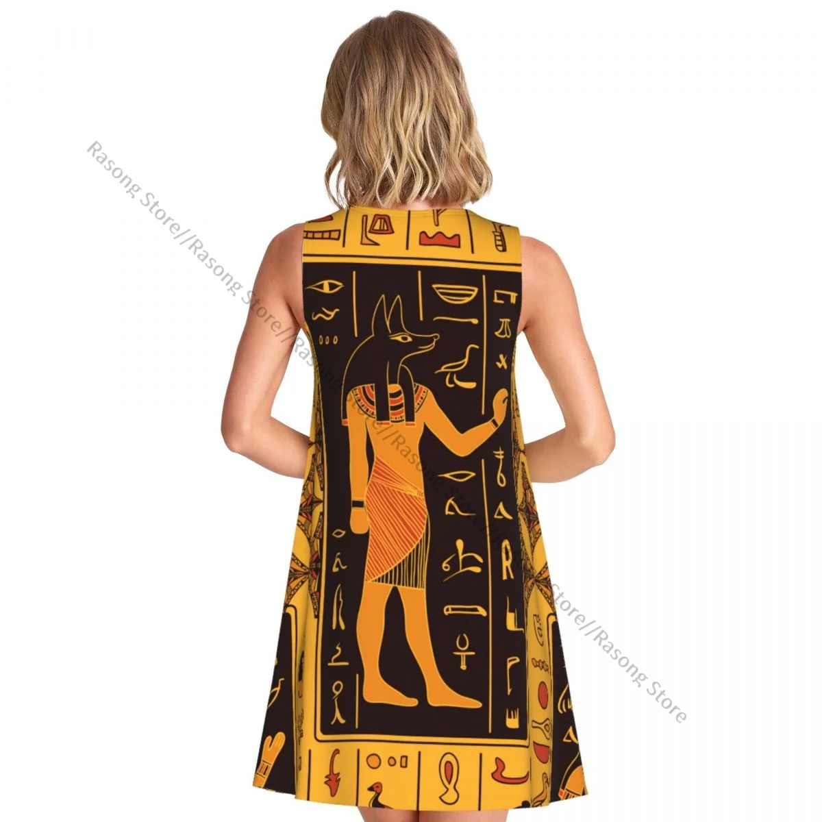 Sukienka damska Letnia koszulka na co dzień Sukienki Retro Egipscy bogowie Starożytne egipskie hieroglify Ilustracja Sukienka bez rękawów