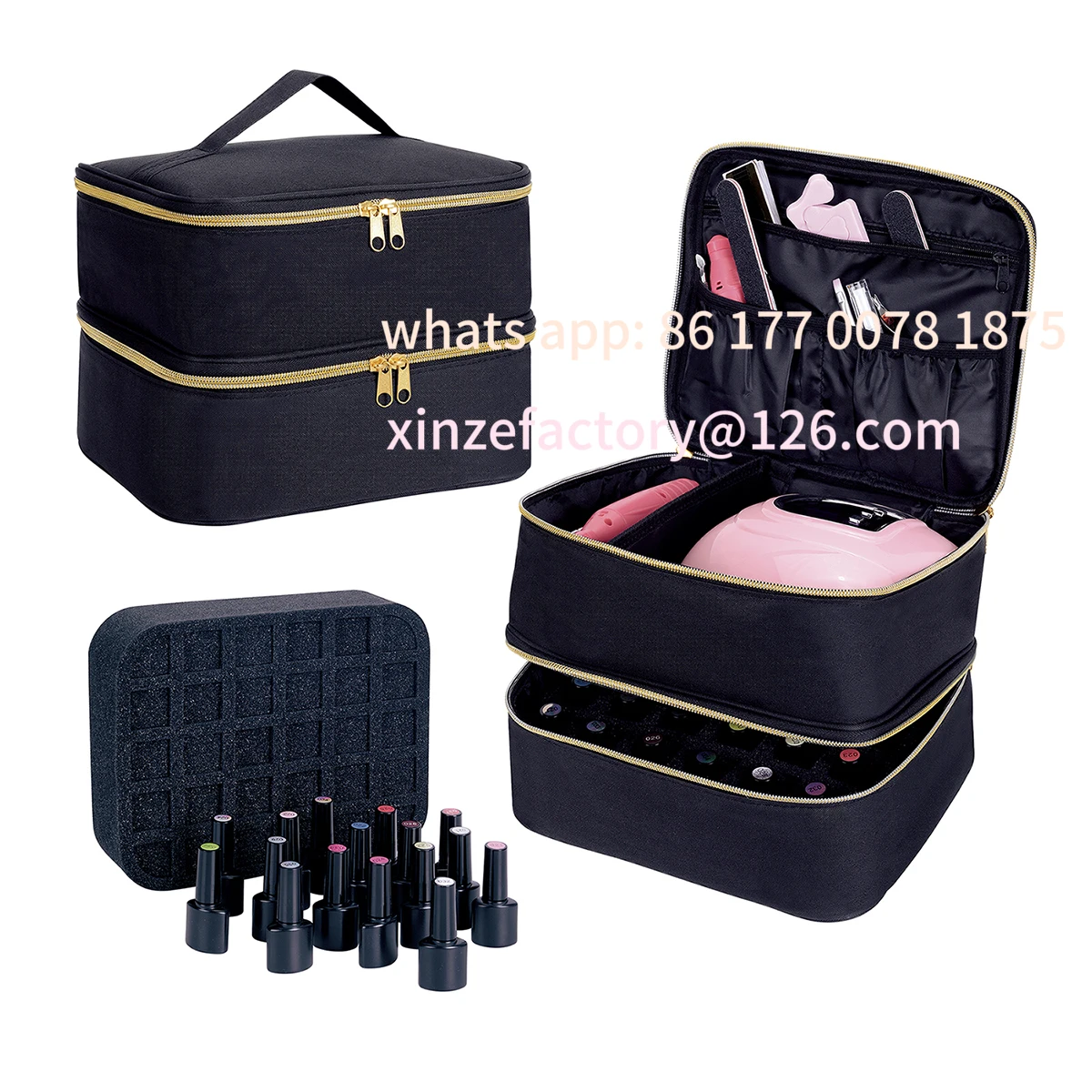 Customizable Nail Polish Organizer Handheld Double Layer CosmeticOrganizer Tote Bag For Girls And Women Nail Art, EssentialOil