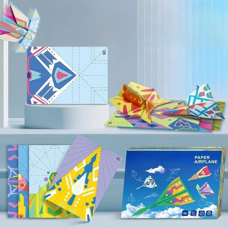 Kit de Origami de avión de papel para niños, juegos de papel de colores hechos a mano, juguetes de aviones de papel versátiles de dibujos animados Montessori 3D, 25 uds.