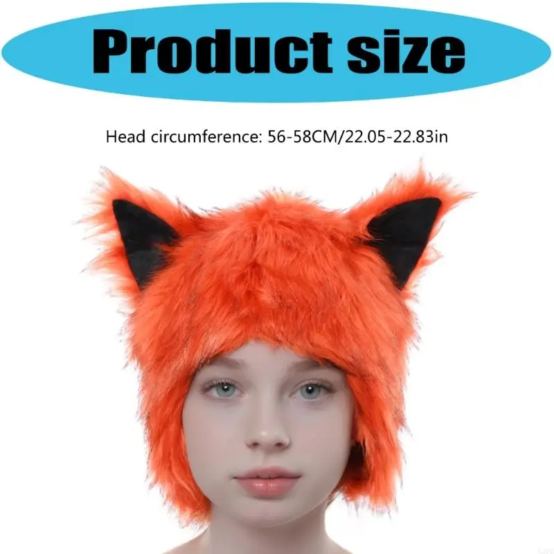 Animal Ear Hat Fursuit Headwear Winter Warm Hat with Ear For Women Teens Girl Halloween Party Costume Accessories