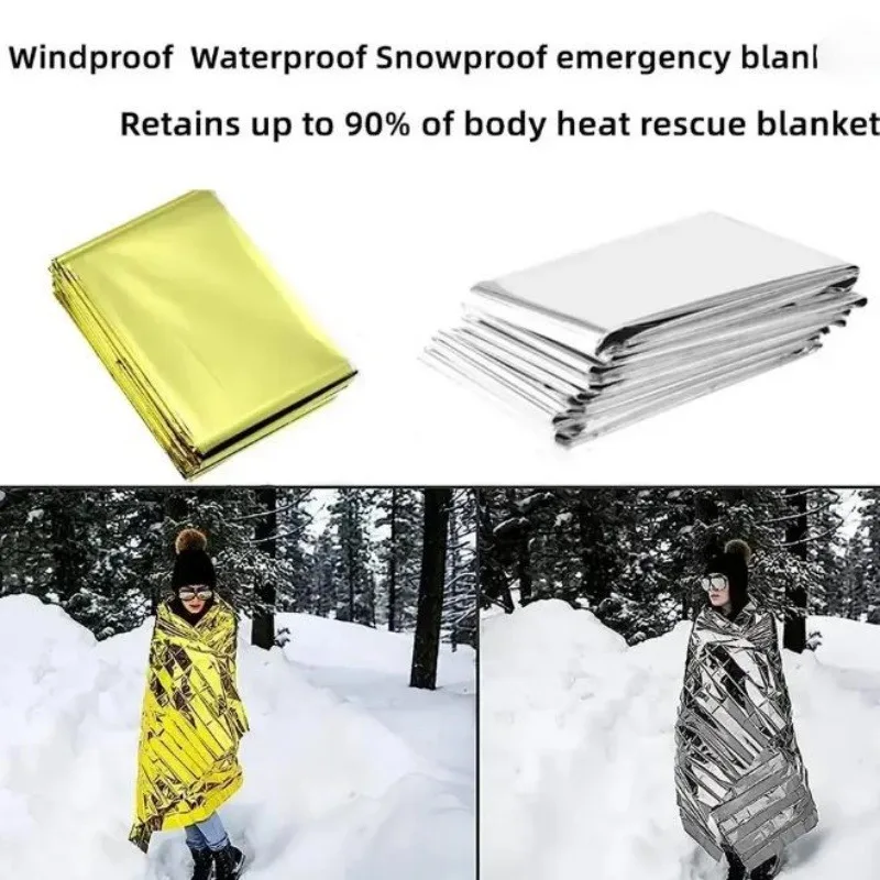 

Emergency Warm Poncho Blanket Lightweight Portable Waterproof Windproof Sunshade Reusable First Aid Camping Pad Covers