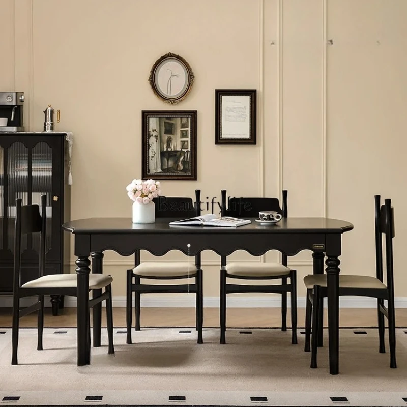 

**2025 new American retro style dining table living room home dining table chair combination