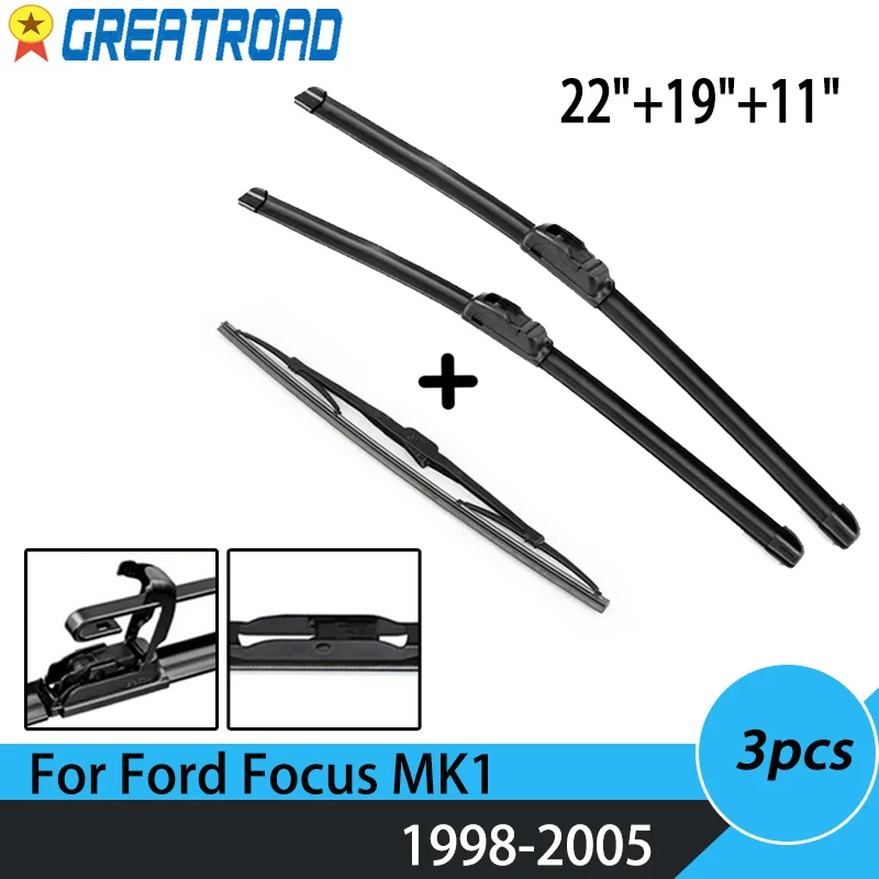 Wiper Front & Rear Wiper Blades Set Kit For Ford Focus MK1 1998 99 00 01 02 03 04 2005 Windshield Windscreen Window 22