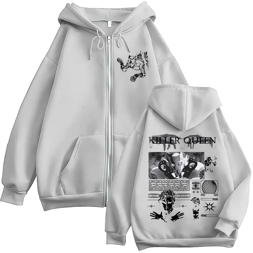 أنيمي جوجو غريب مغامرة القاتل الملكة سستة هوديس الرجال النساء الملابس موضة الهيب هوب زمم طويلة الأكمام البلوفرات معطف #6