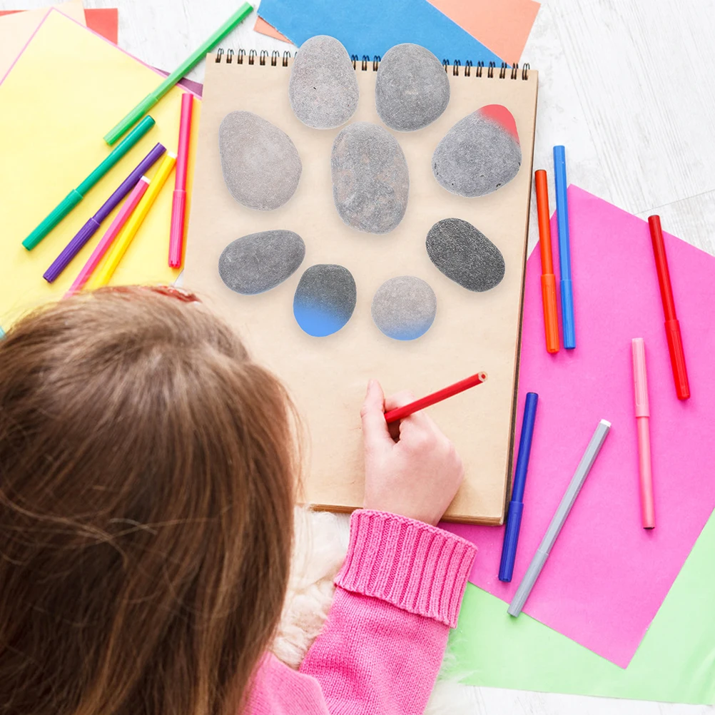 20pcs Painting Stone Smooth Natural Stones Grey Child Crafts Rocks for Drawing Pebbles DIY River Stones Supplies