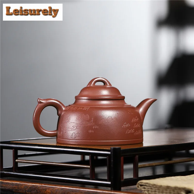 270ml Elegant Yixing Purple Clay Teapots Handmade Autumn Water Pot Raw Ore Dicaoqing Mud Kettle With Filter Chinese Zisha Teaset