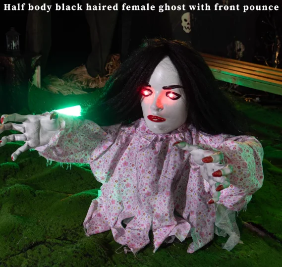 Electric Jumping Ghost House with Motion-Sensitive Light-Up Terrifying Decorations for Halloween