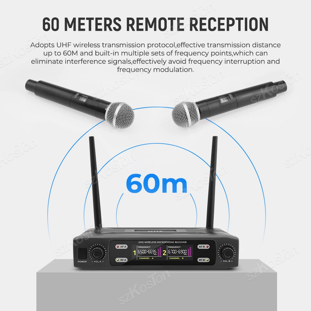Professionelle UHF Wireless Mikrofon System Dual Kanal Handheld Karaoke Mikrofon Aufnahme Studio Party Stage Performance