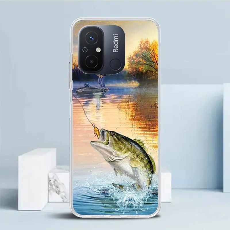 Offshore Angling Fishing Fish Rod Phone Case For Xiaomi Redmi 12C 12 10C 10 10A 9C 9A 9T 9 8 8A 7 7A 6 Pro 6A K20 K30 K40 S2 Sof