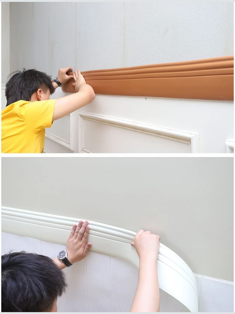 5M Self-Adhesive Wall Trim Molding NBR Skirting Board Flexible Wall Trim Waist Line Waterproof Strip for Home Decoration