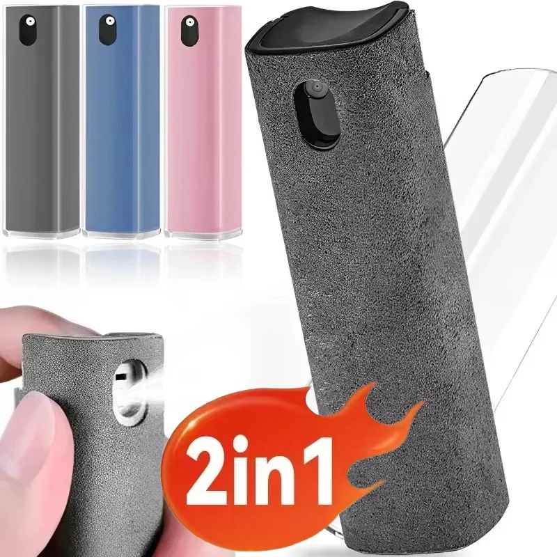 2-In-1 Mini Screen Cleaner Spray Bottle Set For iPad Phone Laptops PC Screen Cleaner Dust Removal Microfiber Cloth Wipe Cleaner