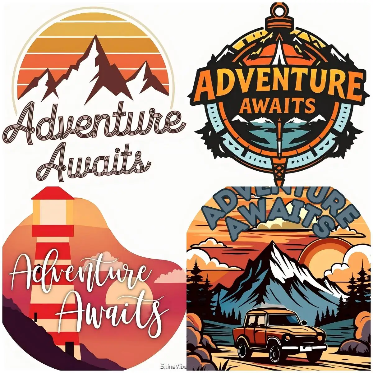 

Adventure Awaits Motorcycle Car Stickers Laptop Wall Camper Travel Bumper Vinyl Decals