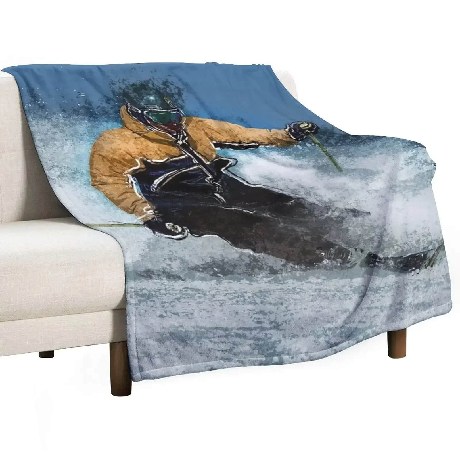 Skiing the Slopes Throw Blanket Thermals For Travel Beach Flannel Fabric Cute Plaid Blankets