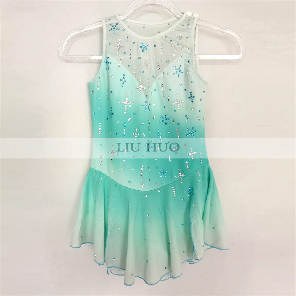 

LIUHUO Ice Dance Figure Skating Dress Women Girl Teen Customize Costume Performance Competition Leotard Roller Blue Gradient