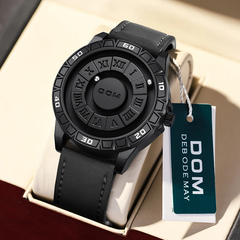 DOM Trendy Concept New Personality Men's Watch Creative Rolling Pointer Magnetic Men's Fashion Watch Waterproof M-1726