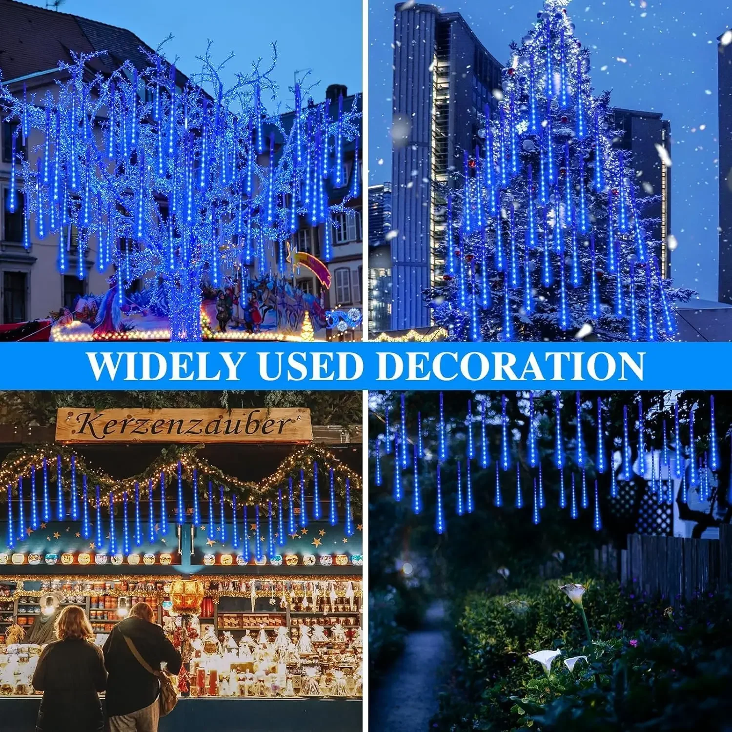 30cm/50cm LED Meteor Shower Rain Lights Waterproof Falling Raindrop Fairy String Light per la decorazione del Patio della festa di natale