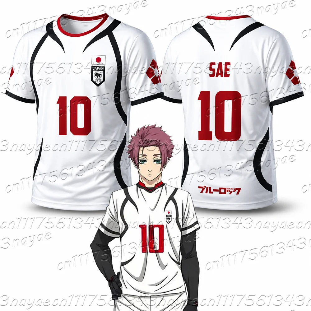 3D-Druck Sport Feuchtigkeitsableitendes Atmungsaktives Herren T-Shirt Japan Anime Itoshi Sae Fußballtrikot Trainings-T-Shirt für Erwachsene und Kinder